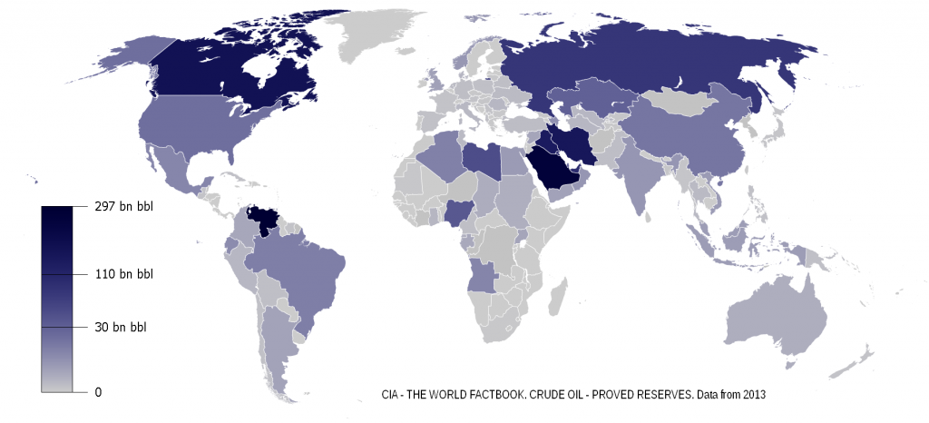 Réserves prouvées de pétrole en 2009